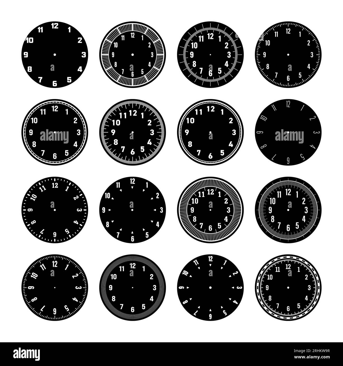 blank clock face on white background. hour dial sign. Dashes mark minutes  and hours symbol. flat style Stock Photo - Alamy