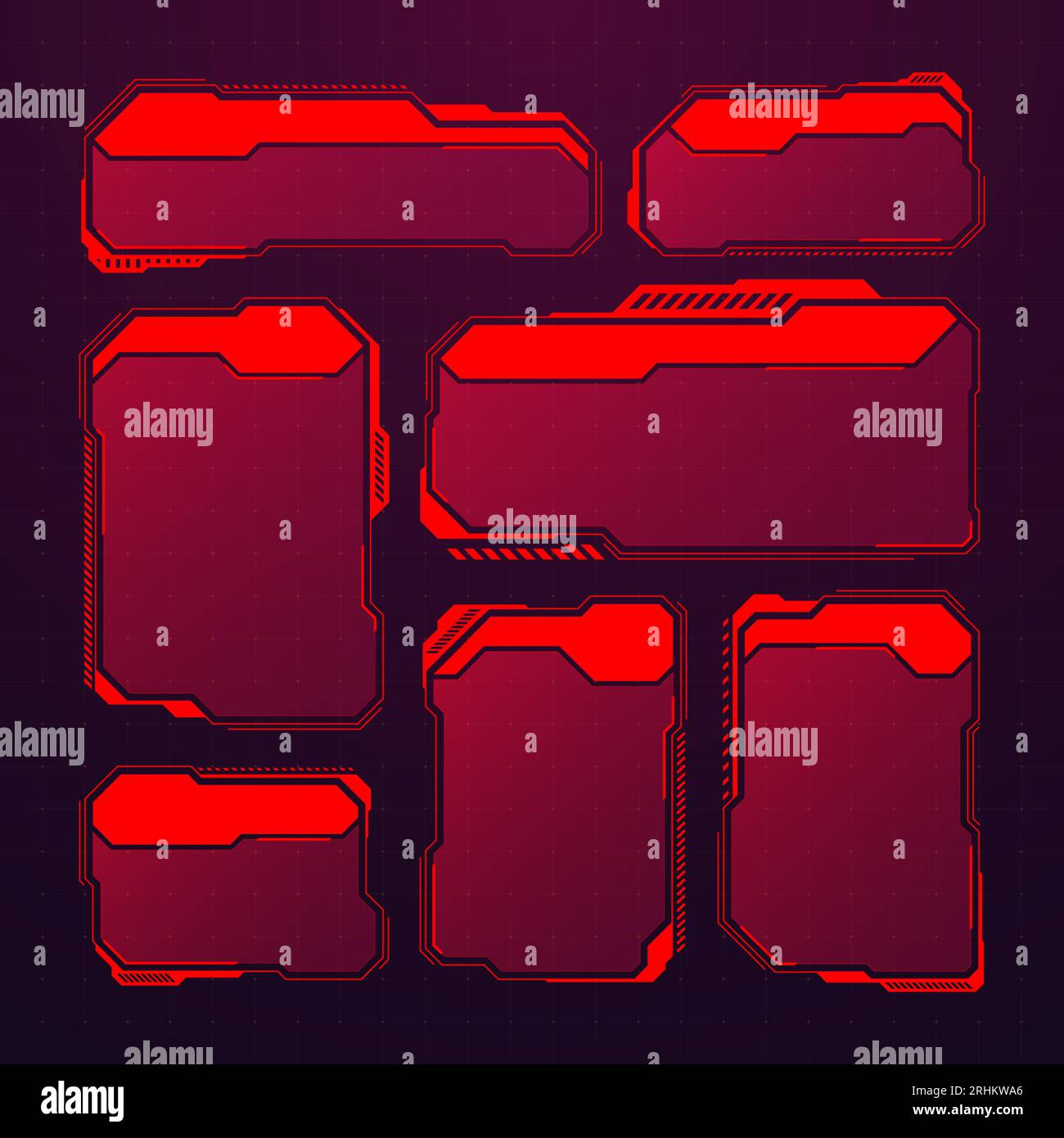 Red futuristic HUD or UI elements. Scifi user interface text boxes