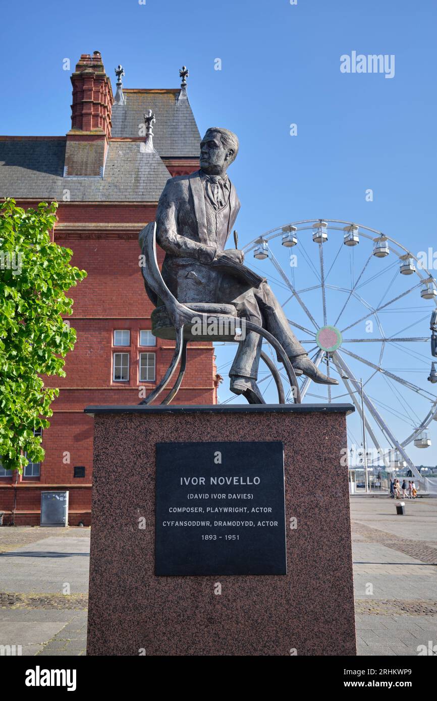 Ivor Novello Statue Cardiff Bay South Wales Stock Photo