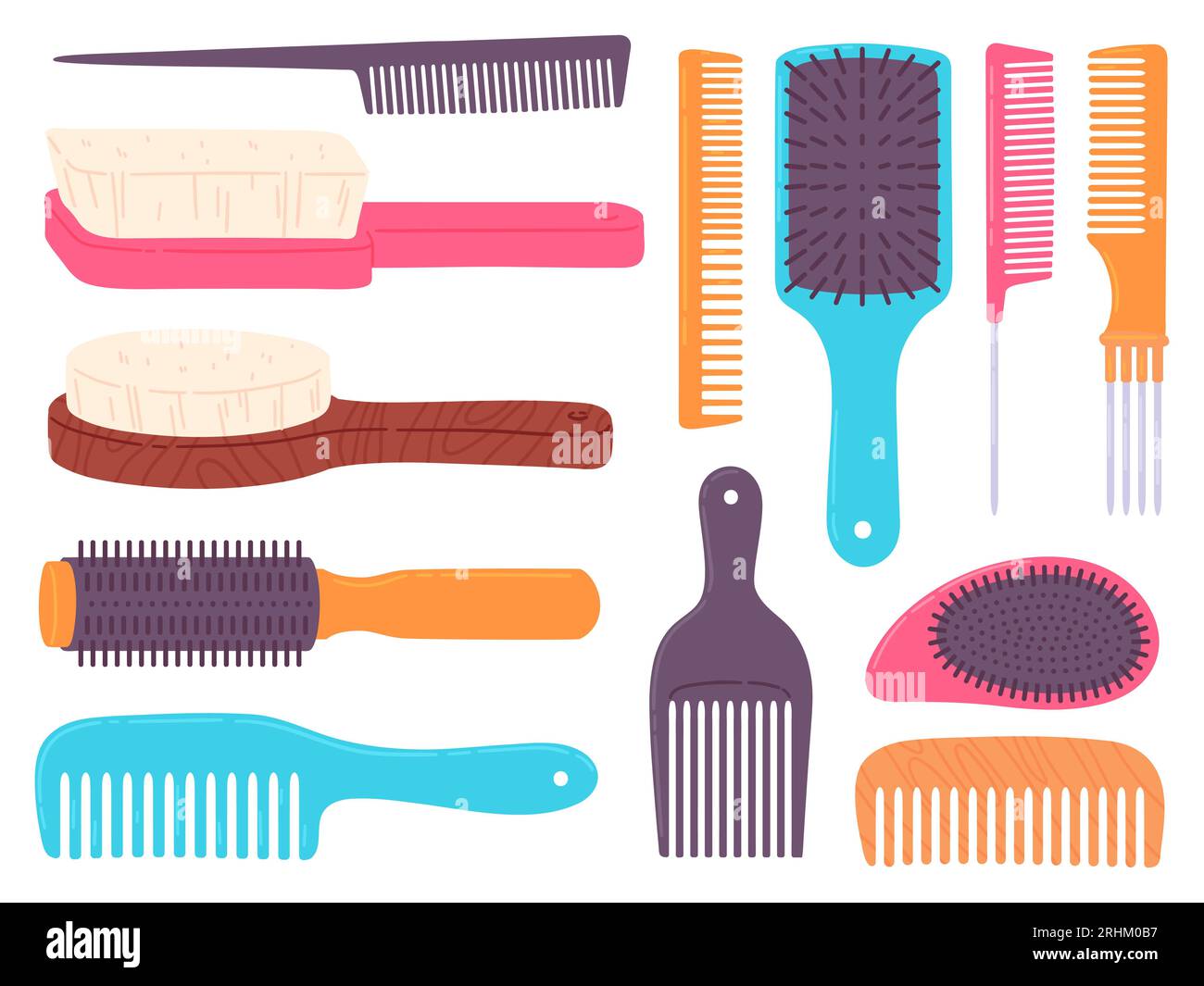 Cartoon hairbrushes and professional comb for hair styling ...