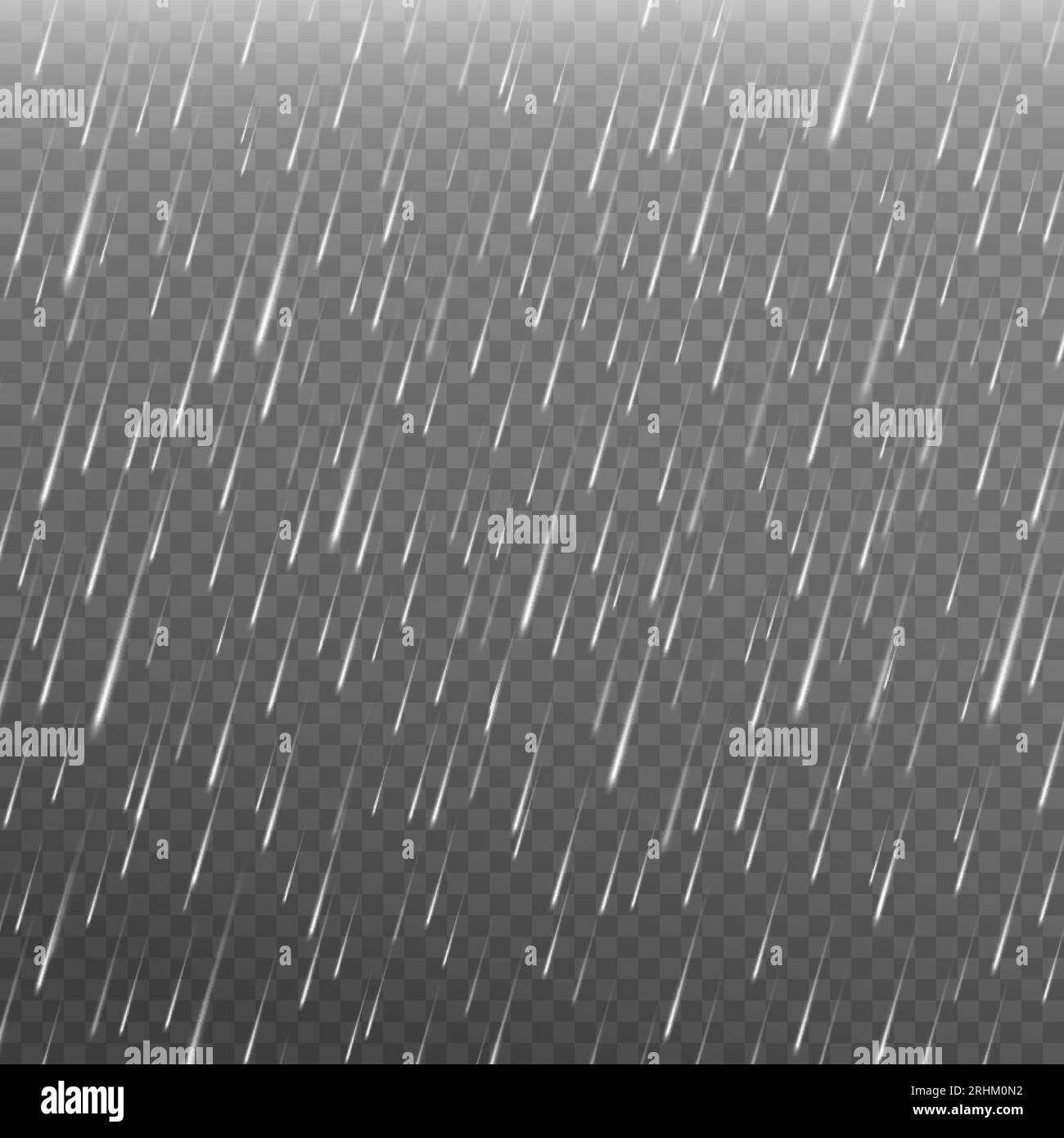 Rain effect. Realistic water drops falling from sky. Heavy rain weather