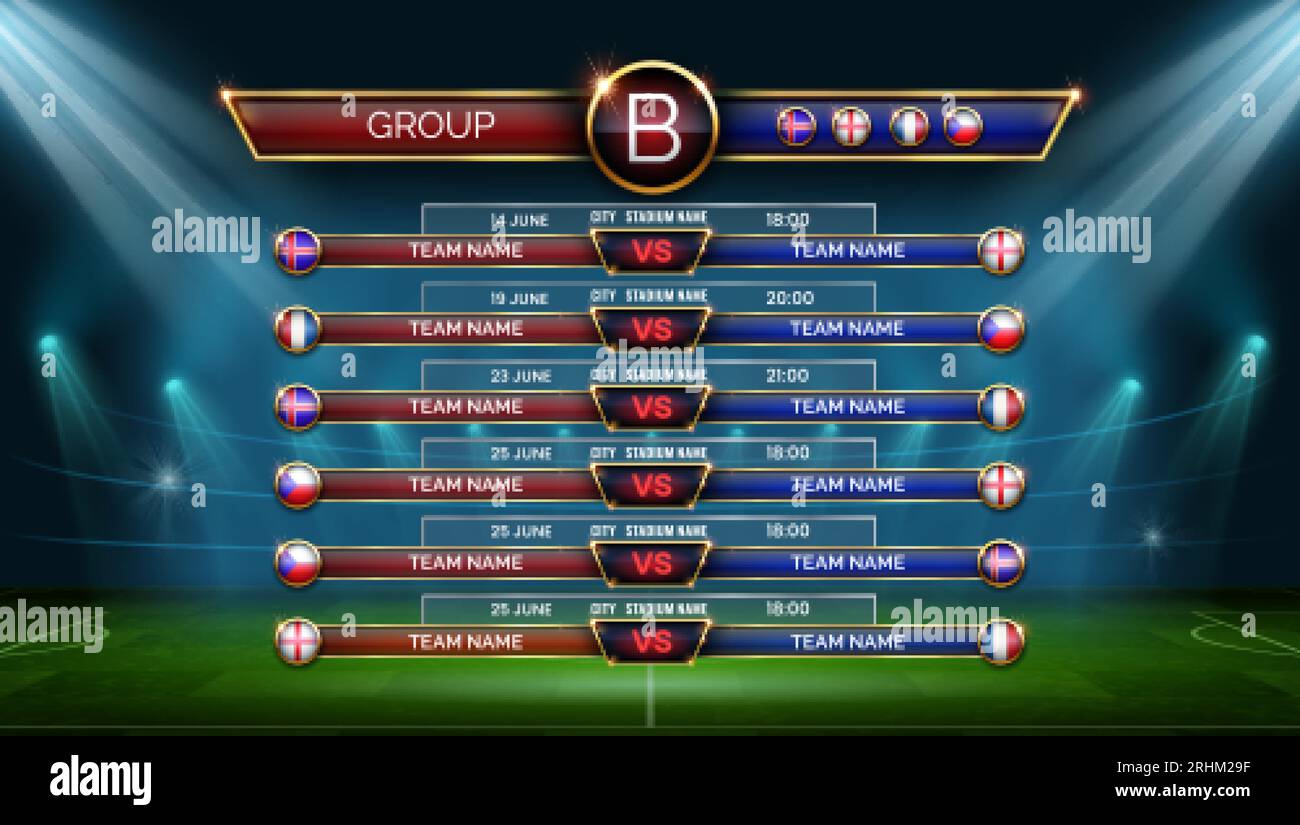 Football world cup schedule. Soccer calendar for matches in group