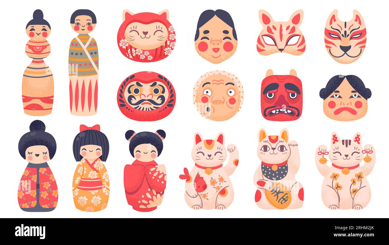 Vector Illustration of Daruma Dolls- Japanese traditional dolls. Handy  grouped elements of each picture Stock Vector Image & Art - Alamy