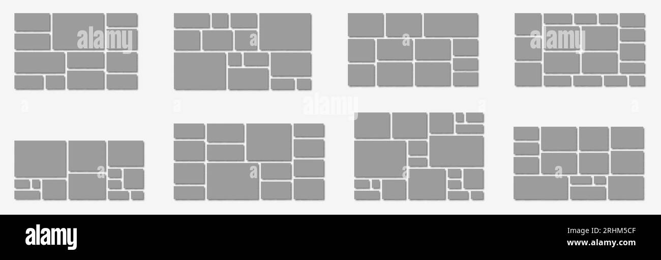 Horizontal photo collage layout. Frames photo parts, picture or corporate images for board and