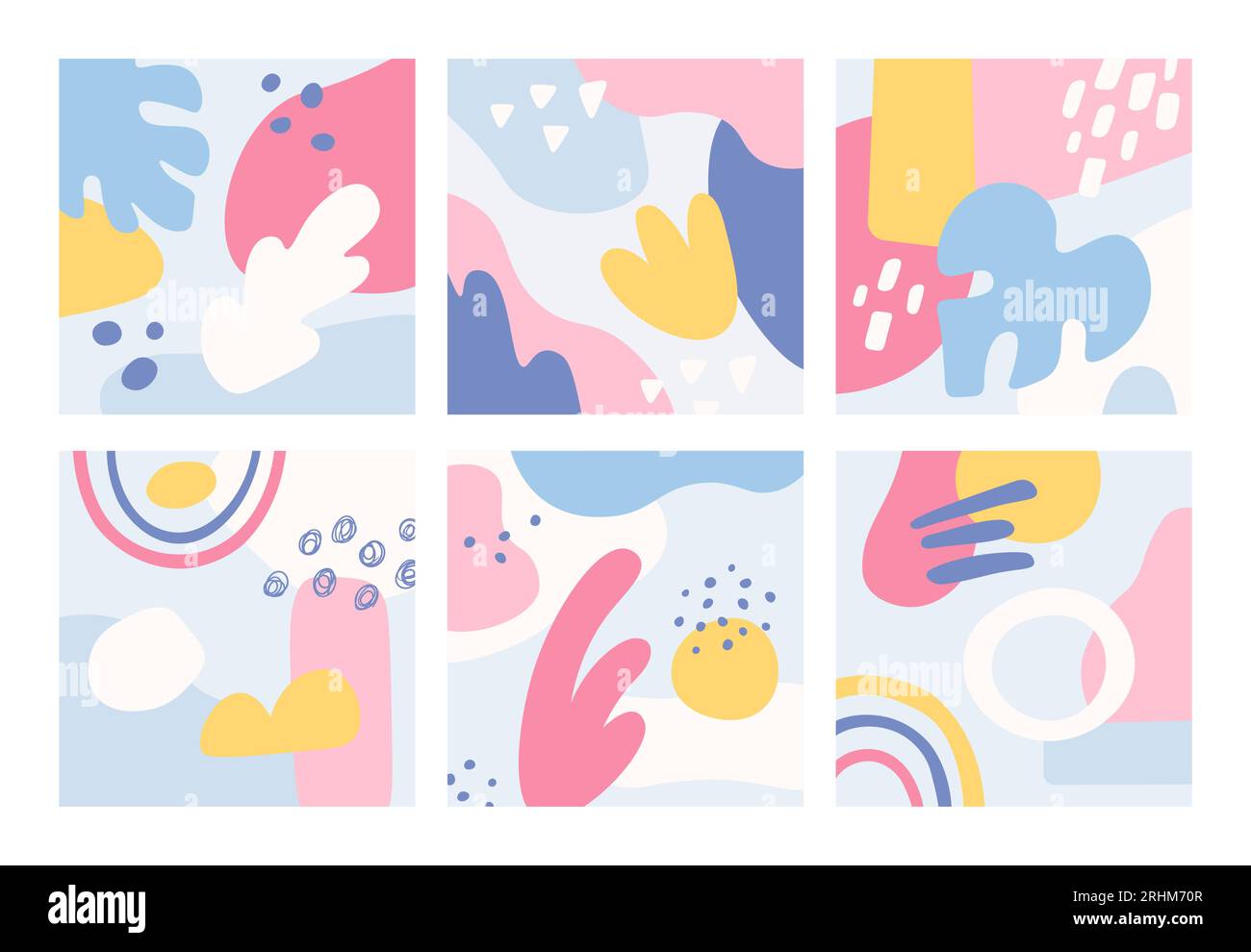 Hand drawn abstract background. Various pastel colorful shapes brush ...
