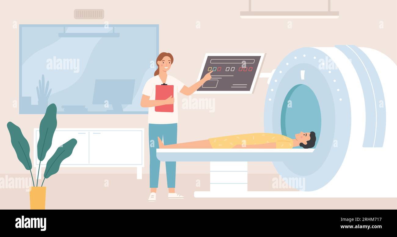 resonance imaging. Patient having scan procedure in hospital