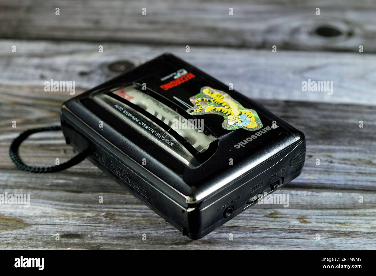 Giza, Egypt, August 12 2023: Panasonic fast playback recorder, Auto stop Mini cassette player and recorder, portable audio player, vintage retro obsol Stock Photo