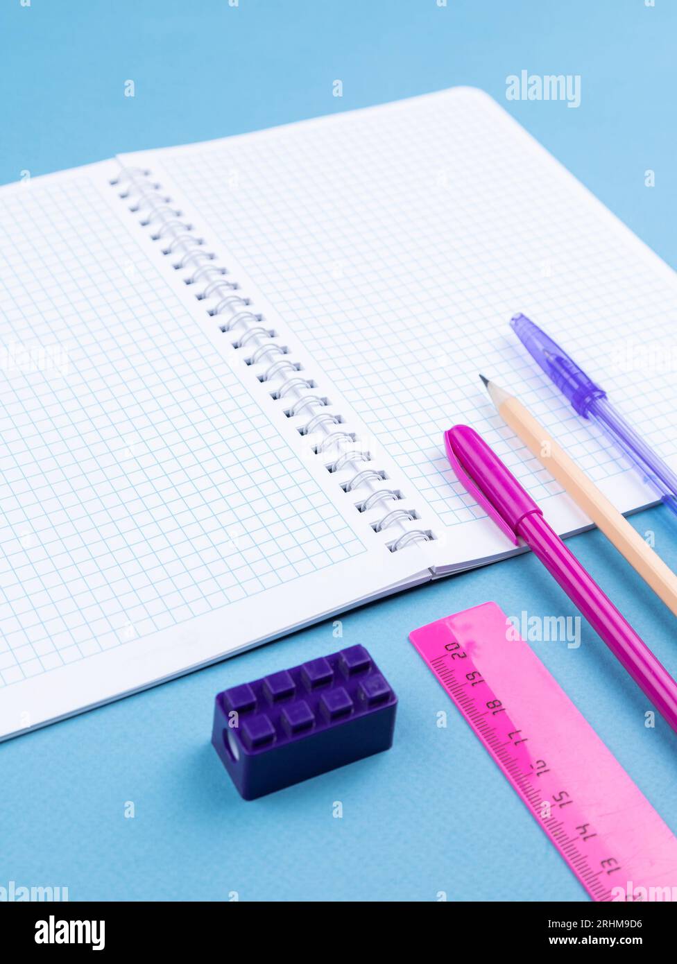 Design concept - top view of notepad with white sheets, bookmarks ...