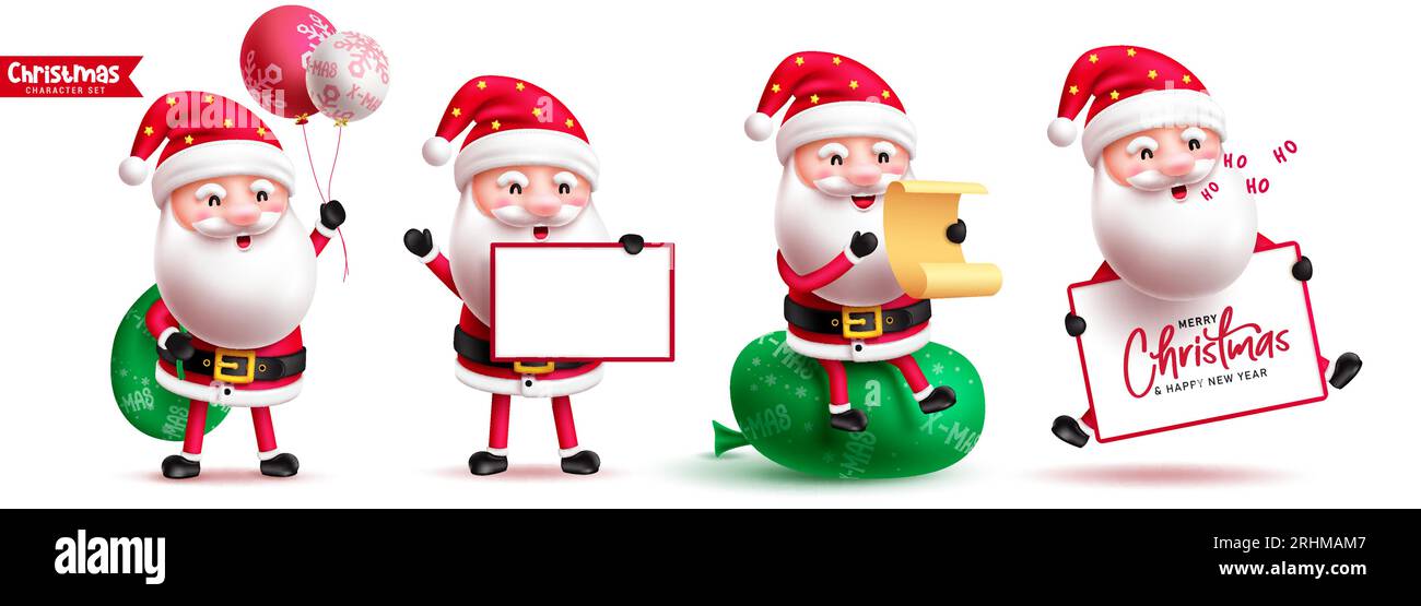 Santa claus characters vector set design. Christmas santa claus cartoon ...