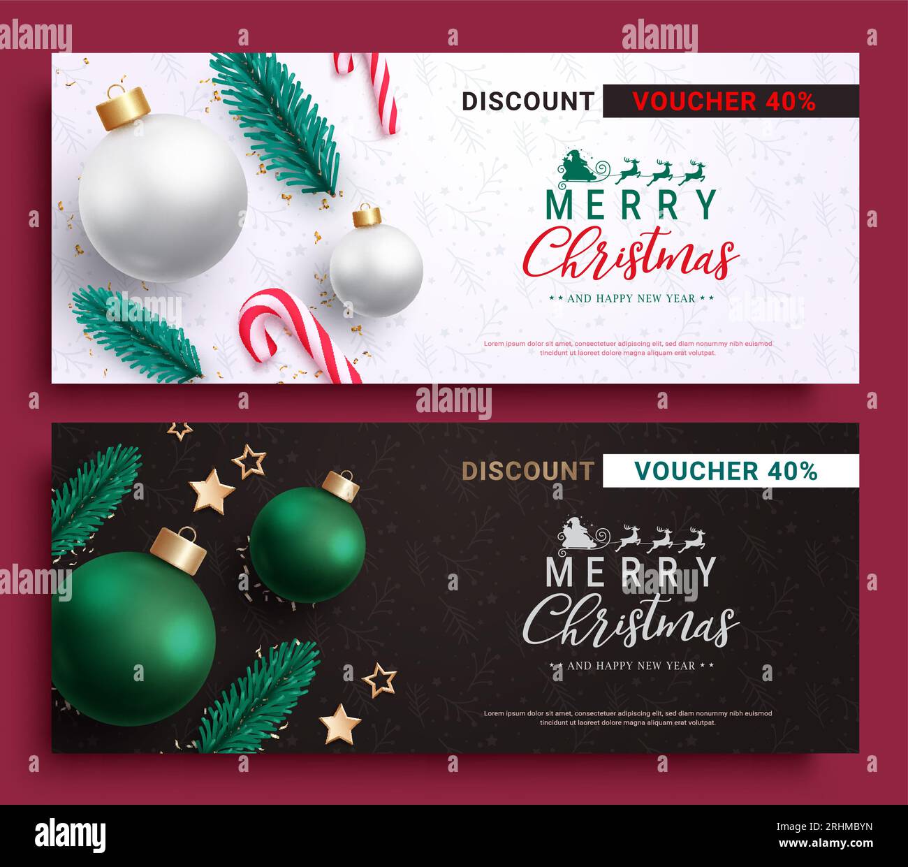Christmas vouchers vector set banner design. Merry christmas discount