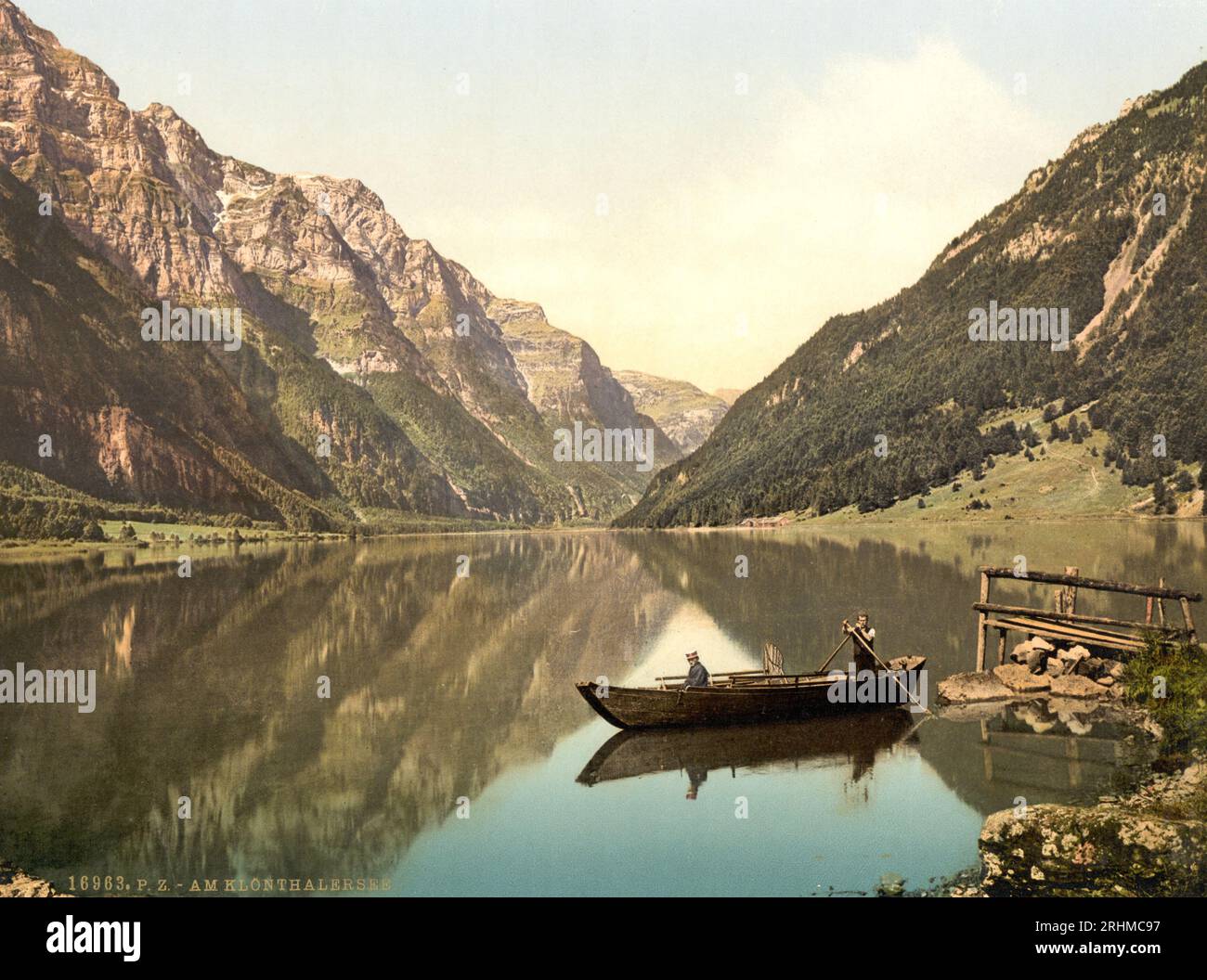 Klöntalersee Lake, Glarus, Switzerland 1890. Stock Photo