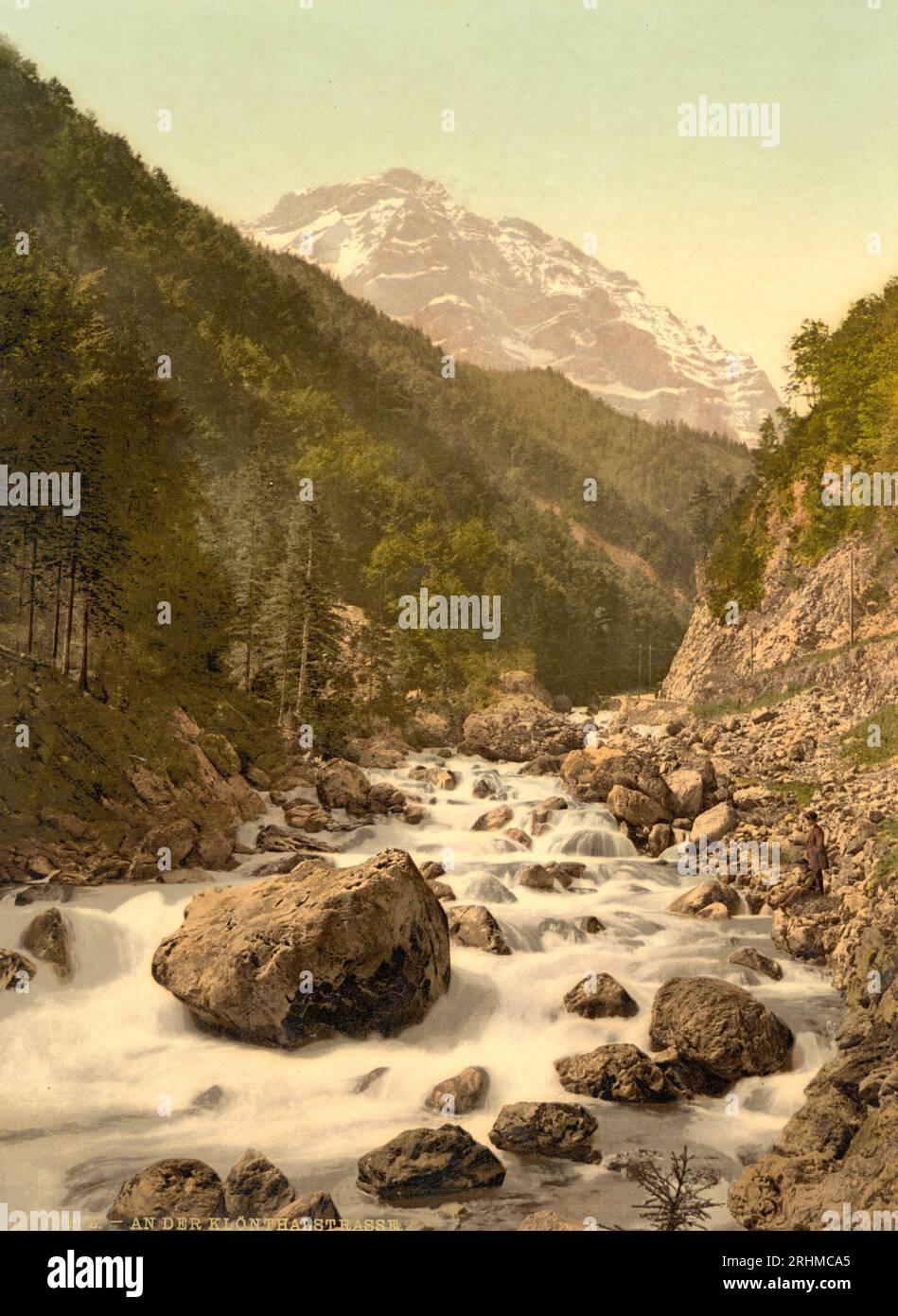 Klöntalersee, on the Klöntal Road (Lontschtobel and Ruche Garnisch), Glarus, Switzerland 1890. Stock Photo