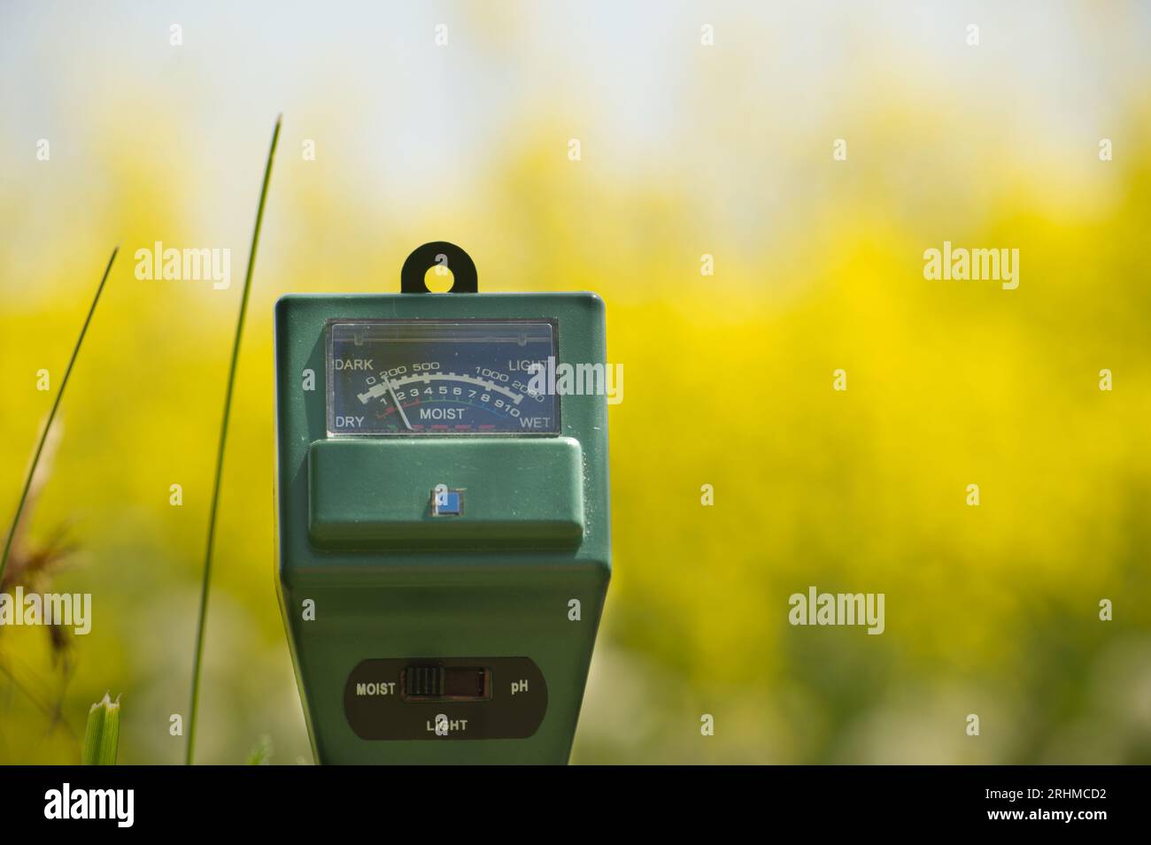 Meter Ruler Farm Agricultural meter in close up over blurred background. High technology ...