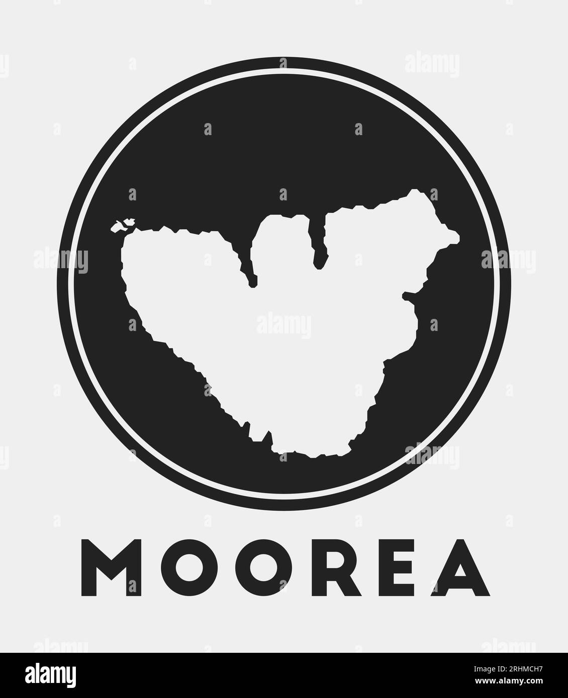Moorea icon. Round logo with island map and title. Stylish Moorea badge ...
