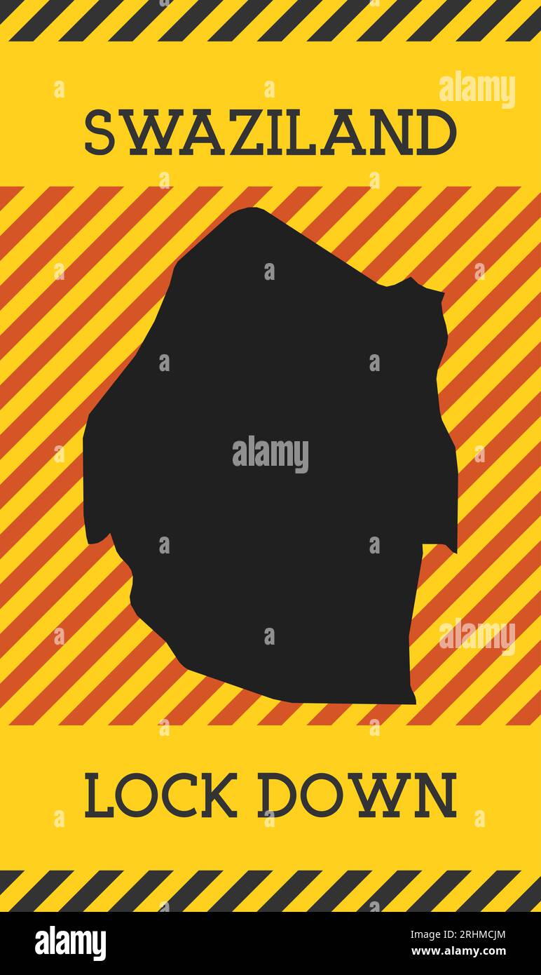 Swaziland Lock Down Sign. Yellow country pandemic danger icon. Vector ...