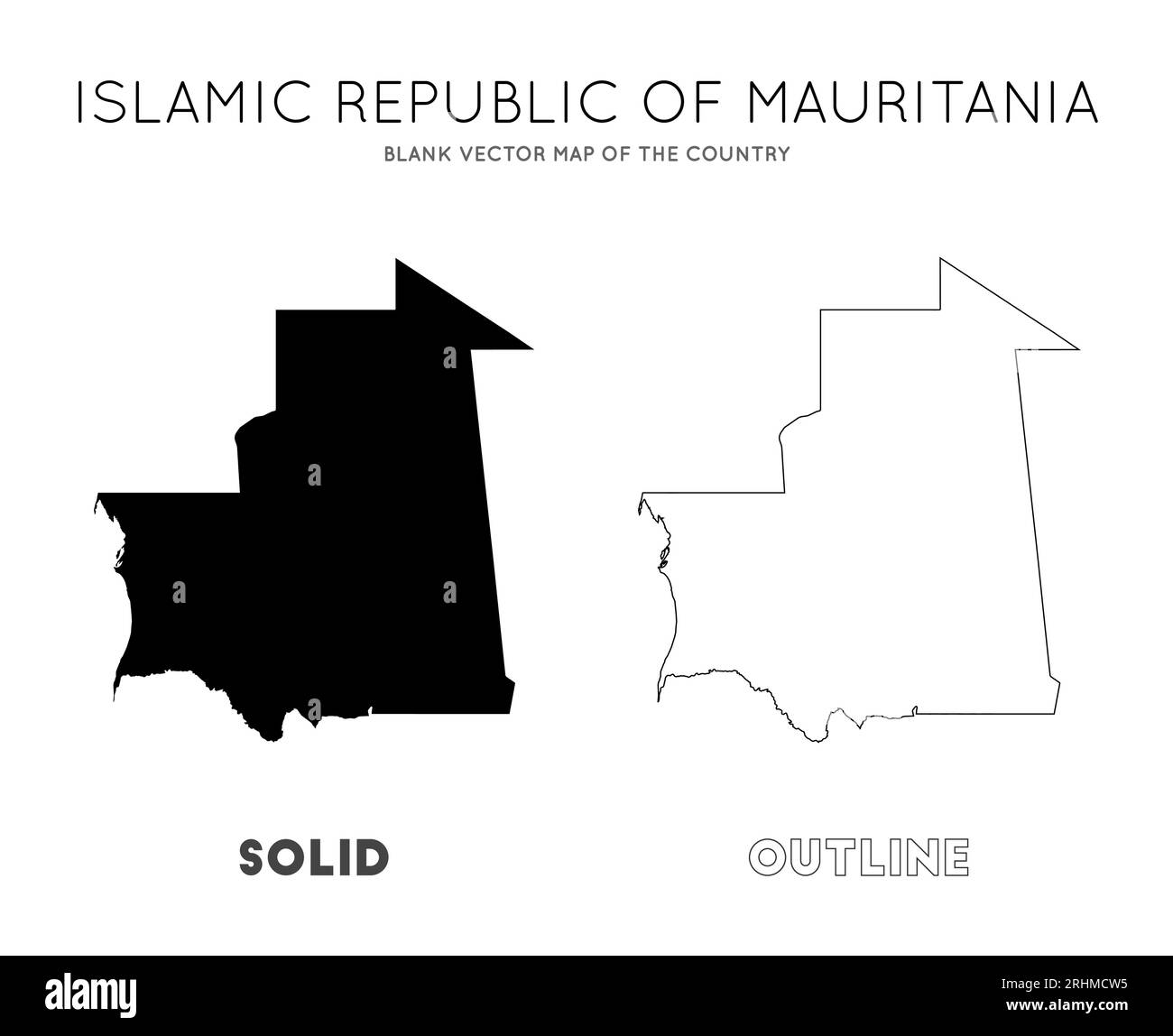 Mauritania map. Blank vector map of the country. Borders of Mauritania for your infographic. Vector illustration. Stock Vector