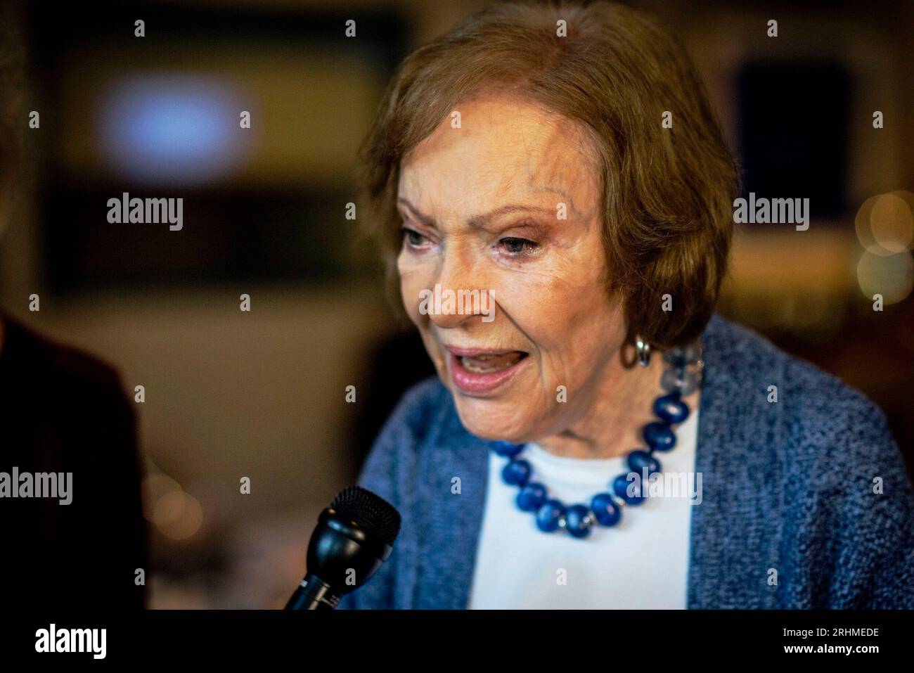 FILE The former first lady Rosalynn Carter speaks to the press at