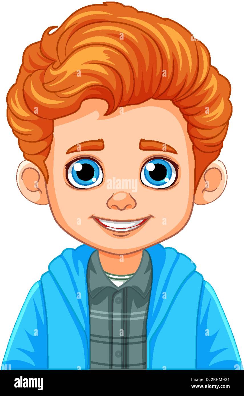 Portrait of a Boy with Orange Hair and Blue Eyes illustration Stock Vector  Image \u0026 Art - Alamy, image size:856x1390