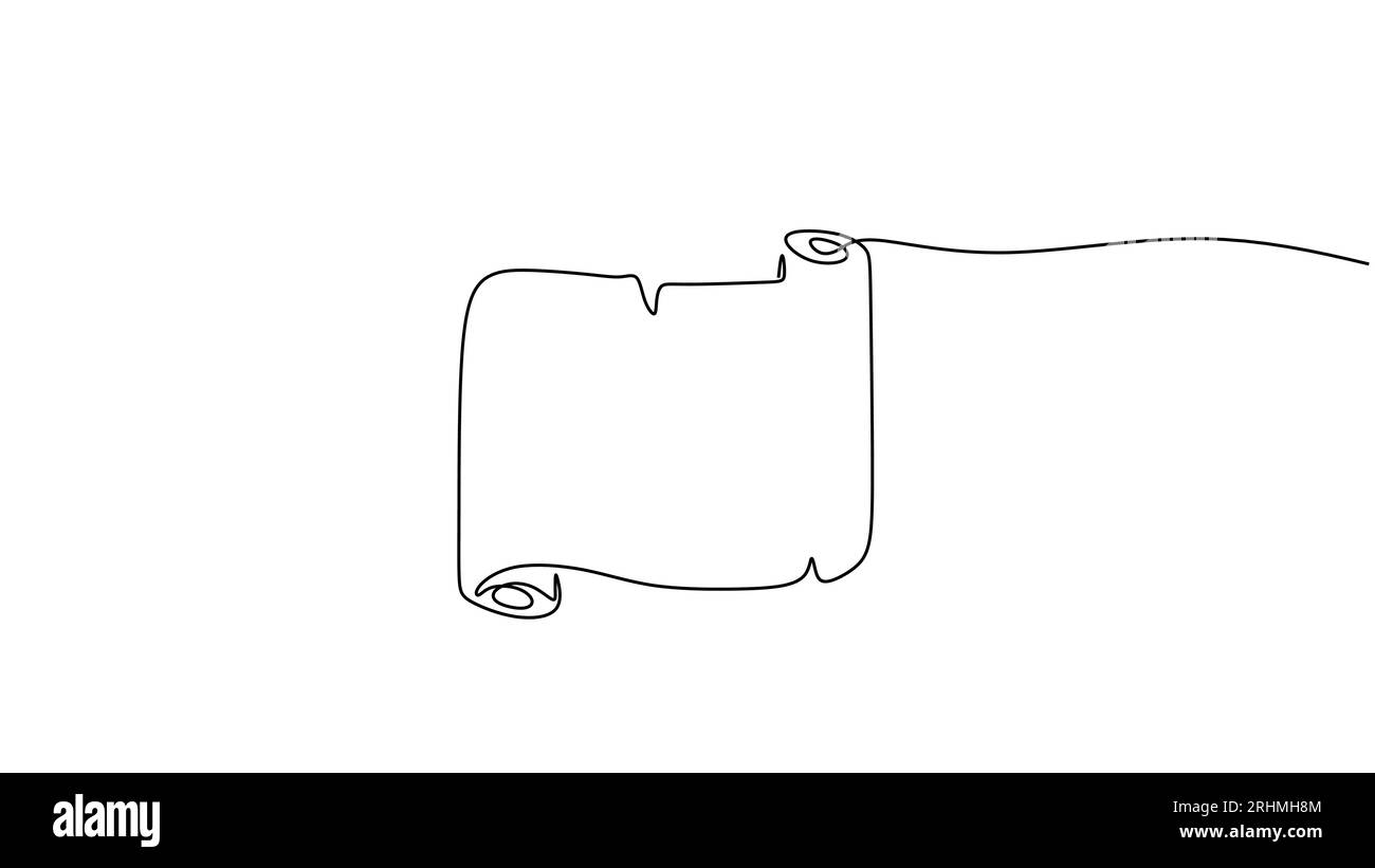 Papyrus Old paper, one line drawing continuous hand drawn. Vector