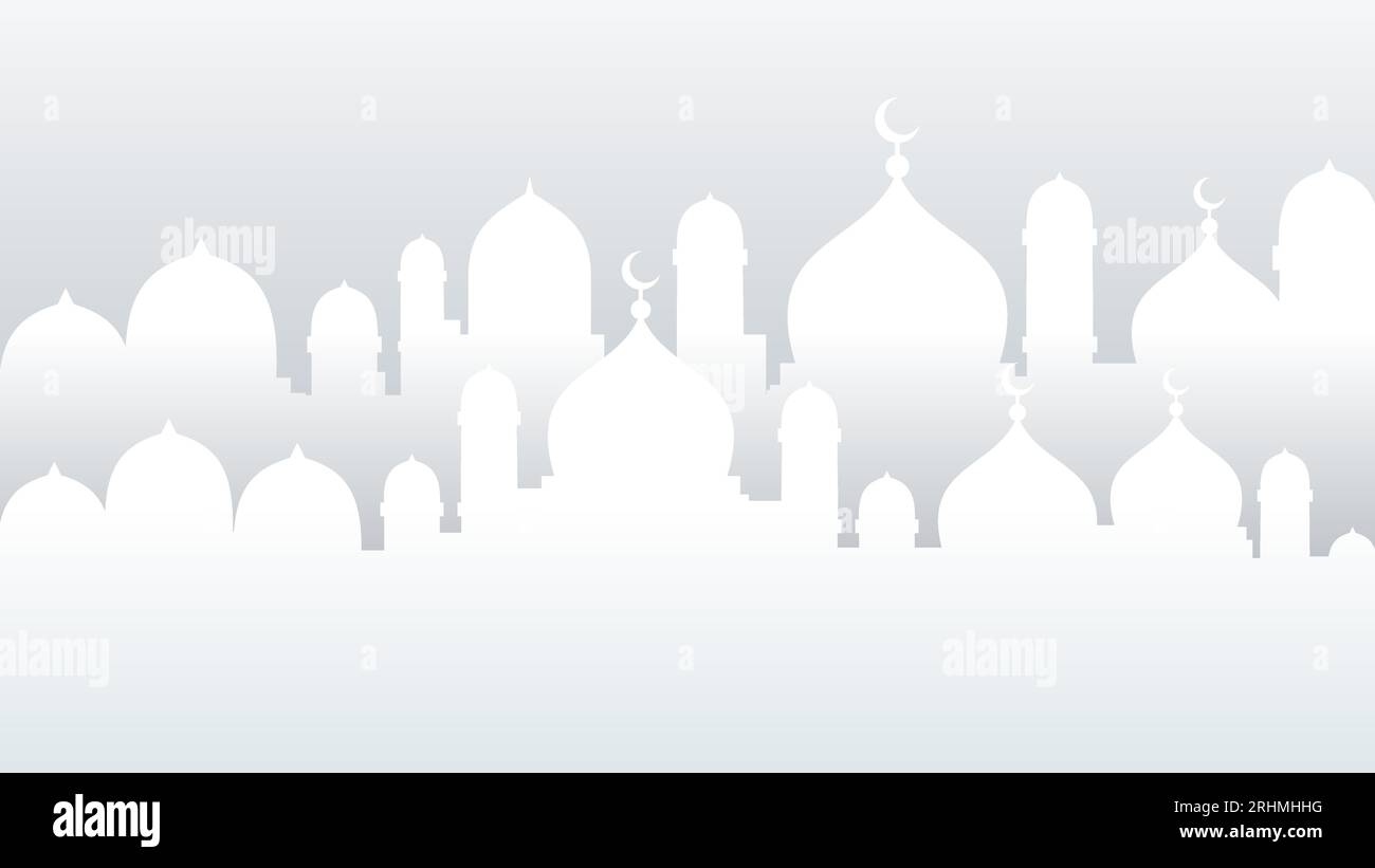 White mosque silhouette isolated on white background. Stock Vector