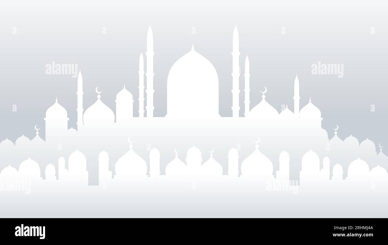 White big mosque silhouette isolated on white background. Stock Vector