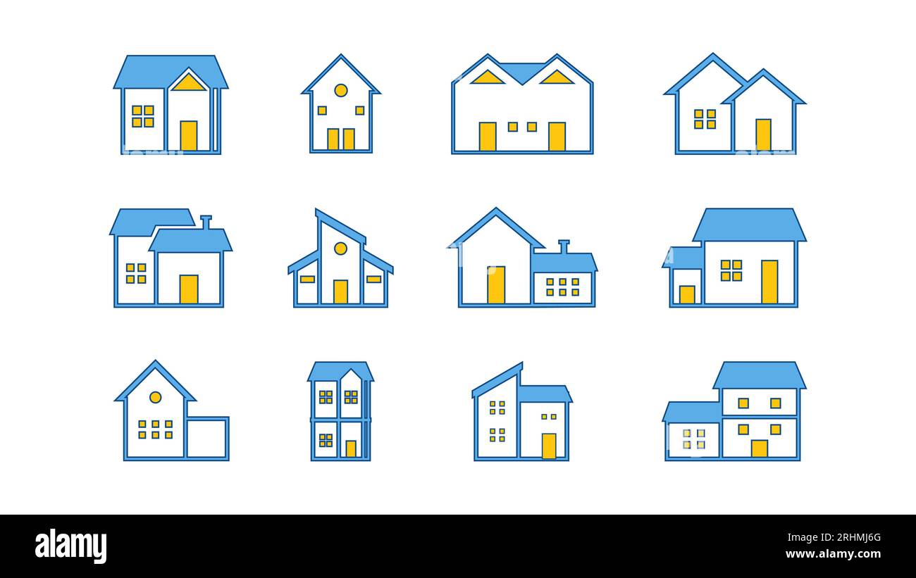 Modern Architecture Line Icons - Vector Illustration Set for Real ...