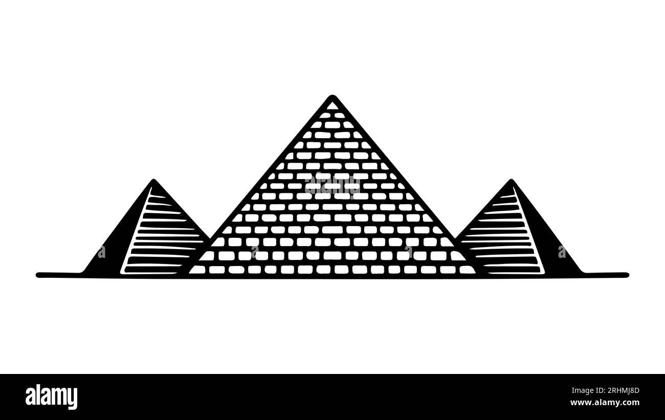 Pyramid ancient building black and white vector illustration simple ...