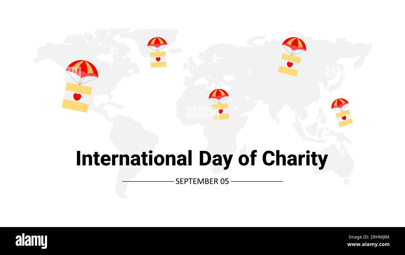 International day of charity background with love box package on earth