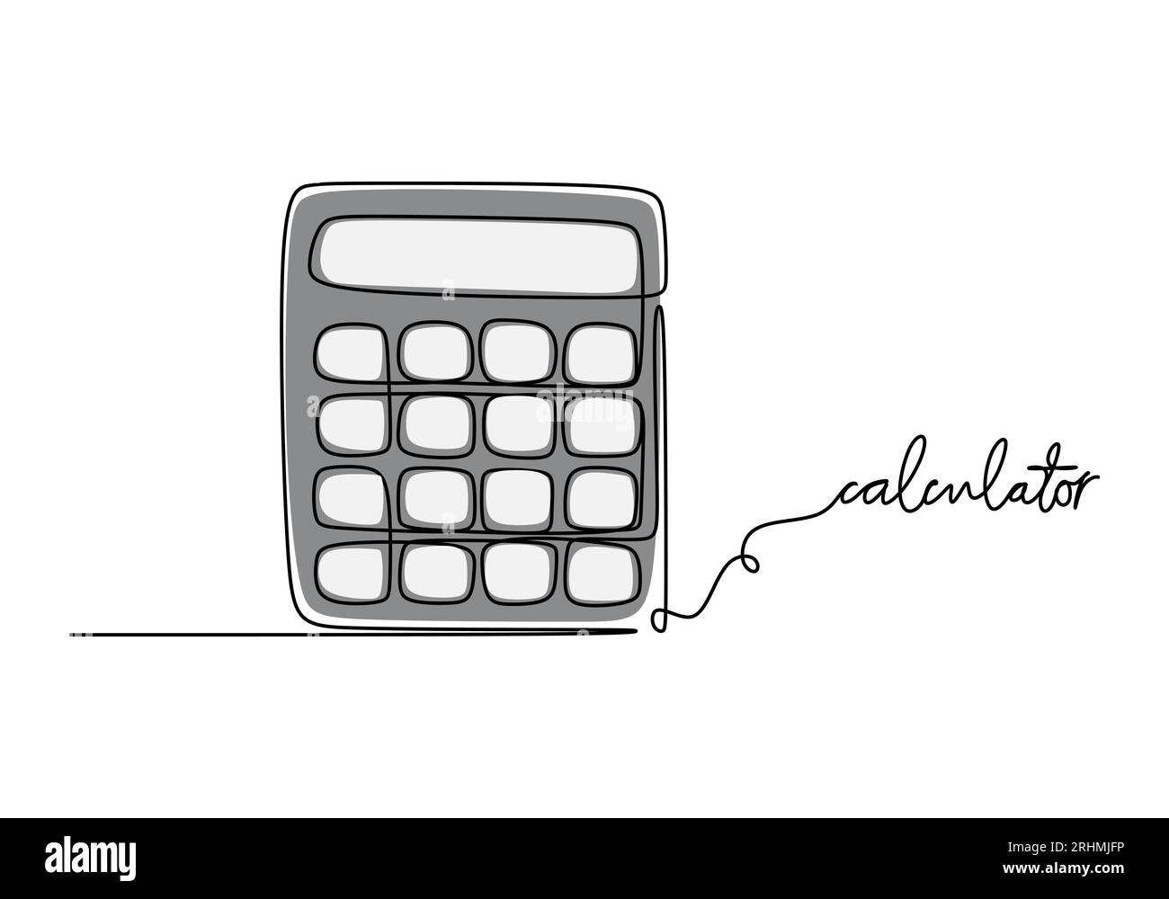 Calculator School education object, one line drawing continuous