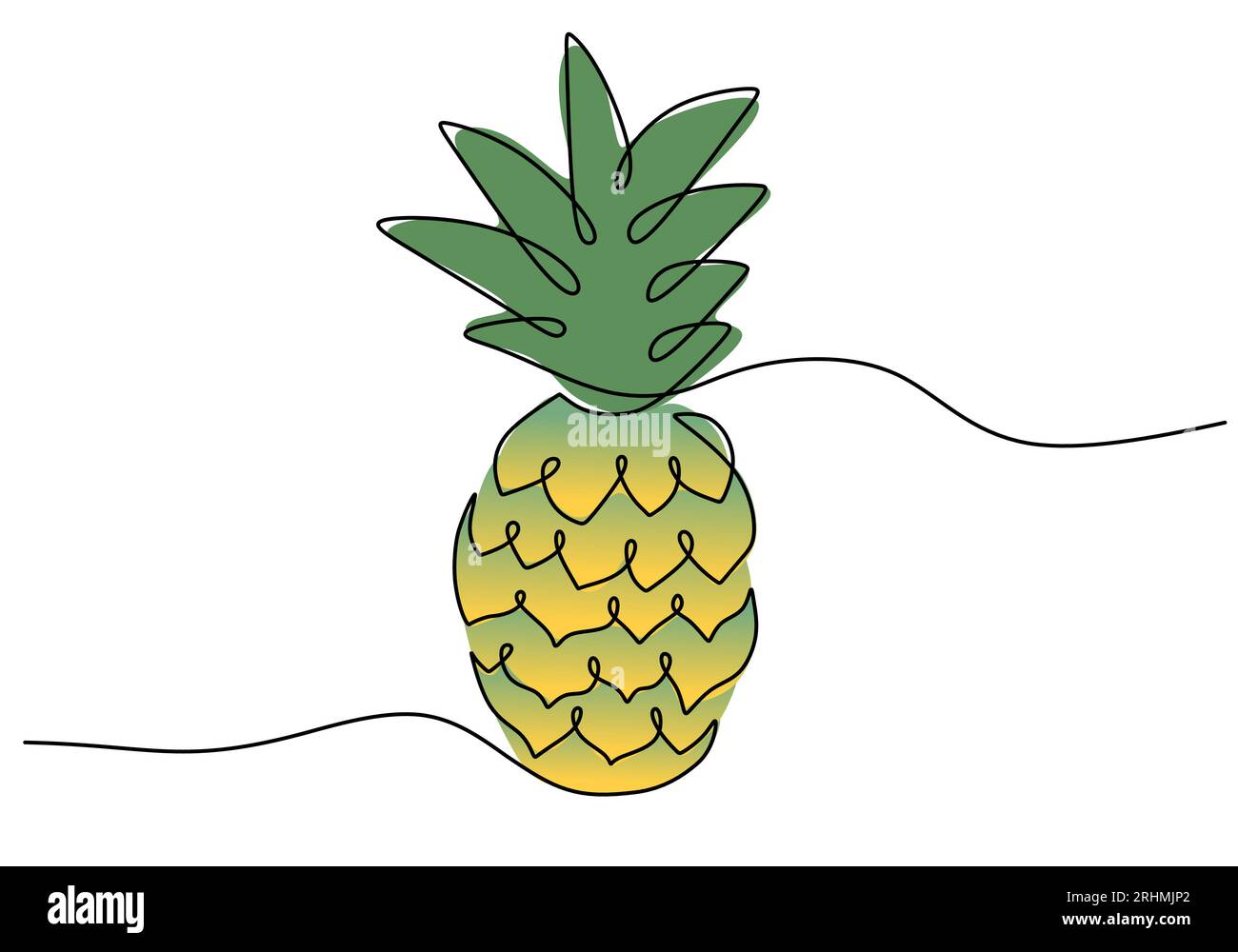 Pineapple continuous one line drawing, fruit vector illustration. Stock Vector
