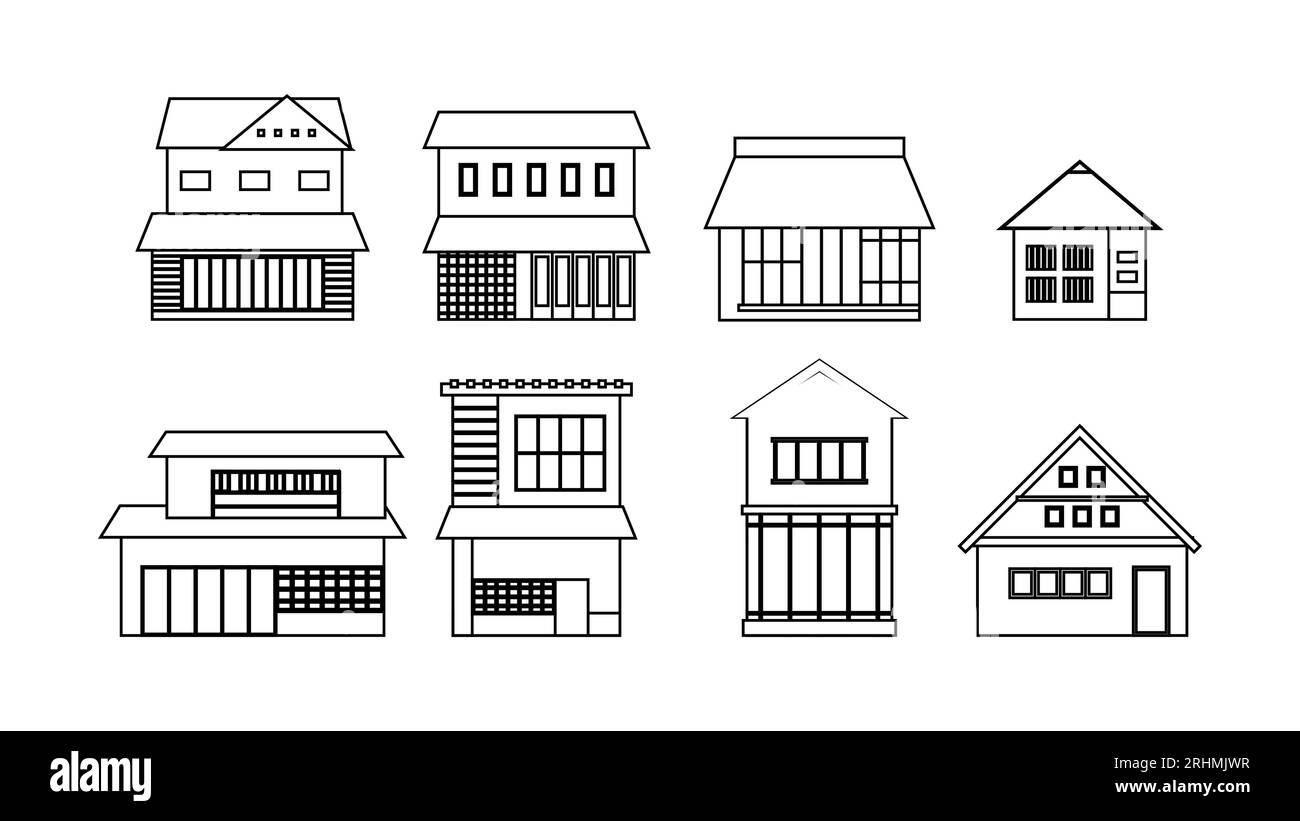 Japanese House Building Set In Black And White Stock Vector Image Art japanese-house-building-set-in-black-and-white-stock-vector-image-art