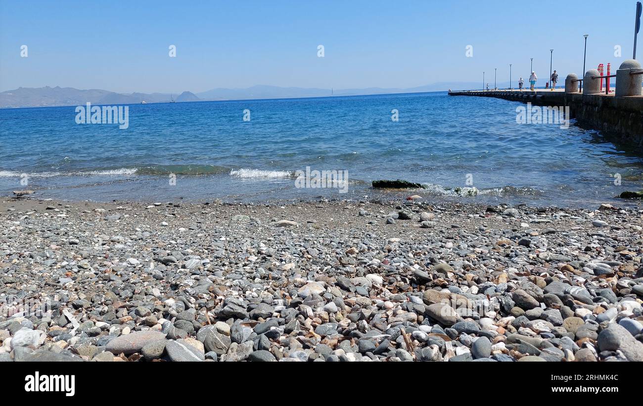 Psalidi Beach in Kos, a serene seaside vacation area Stock Photo - Alamy