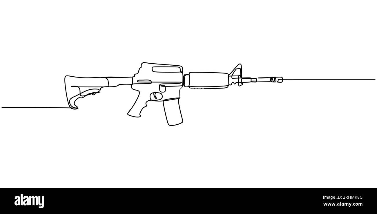 Continuous single one line of Air rifle isolated on white background