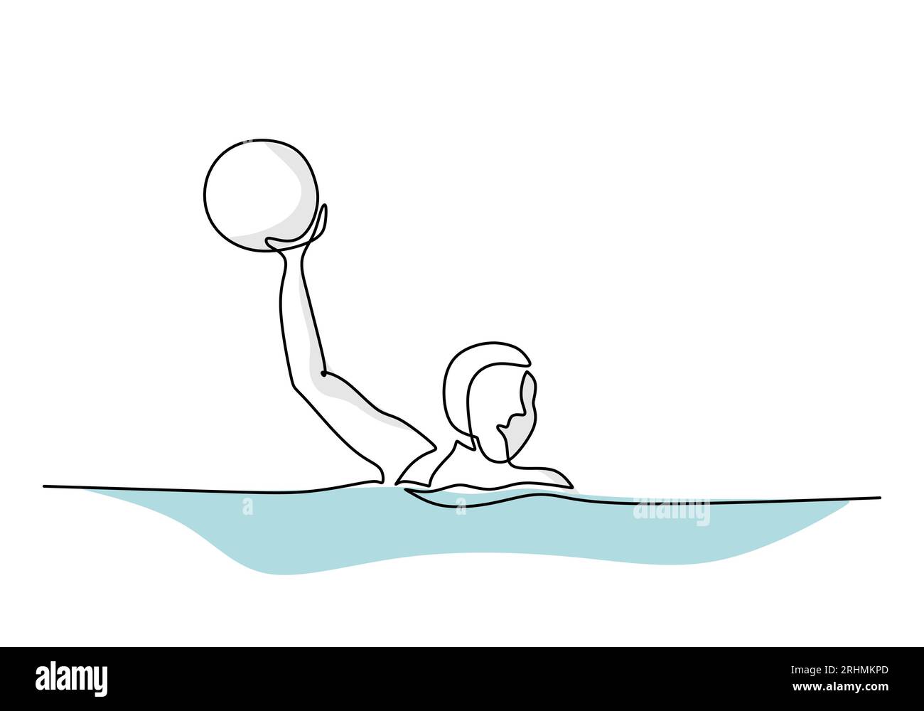 Water Polo Player Continuous Line Drawing, Sport Game Hand Drawn
