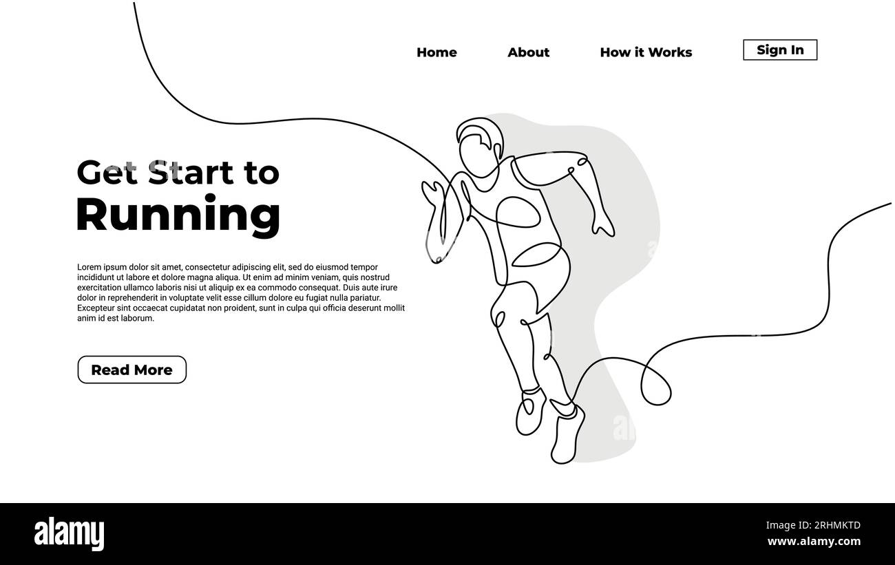 Running time continuous one line drawing, a man run with simple motion