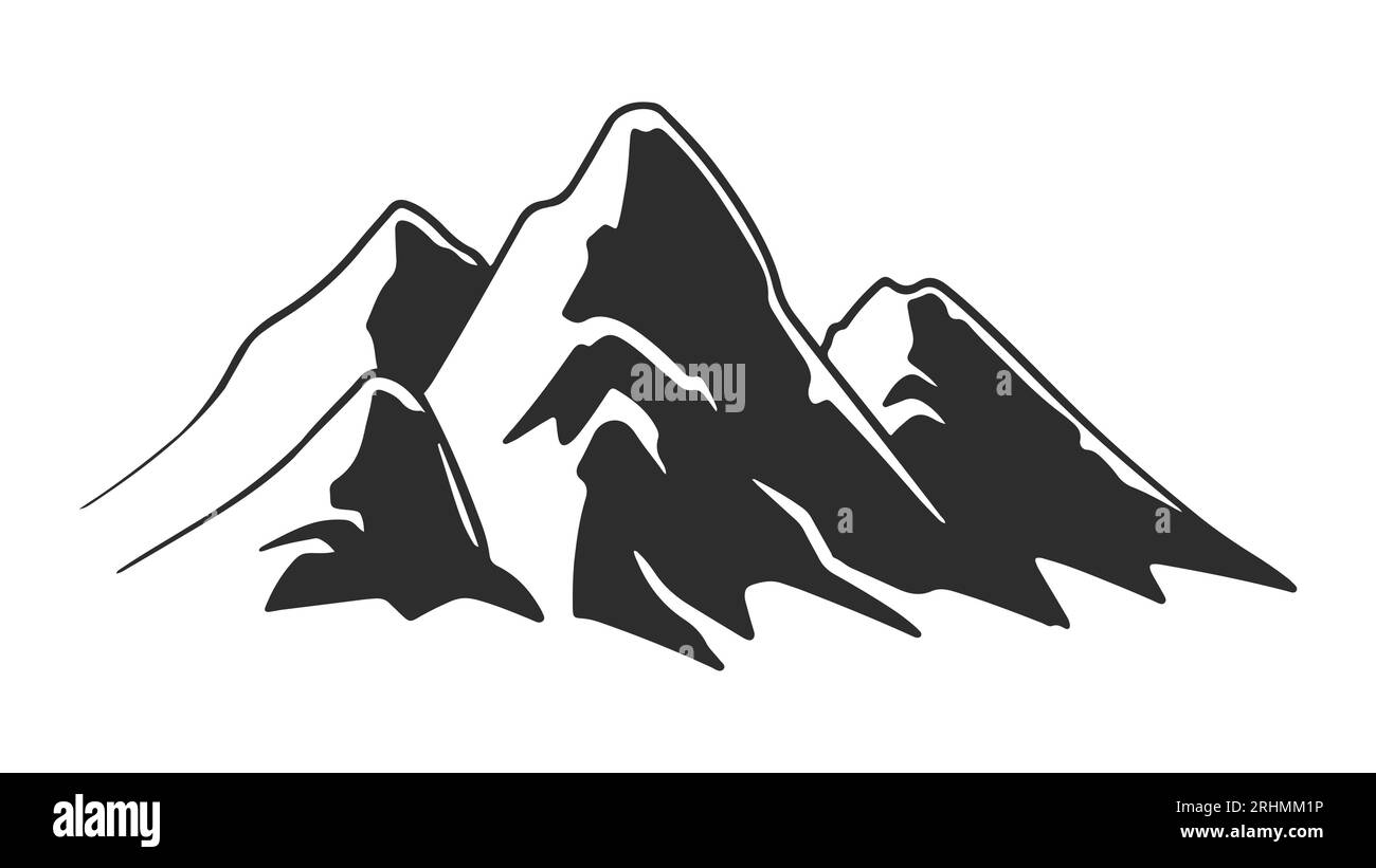 Mountain peak icon silhouette. Vector of simple vintage design logo ...