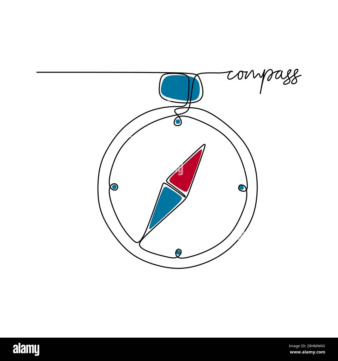 one line drawing continuous design of compass isolated on white