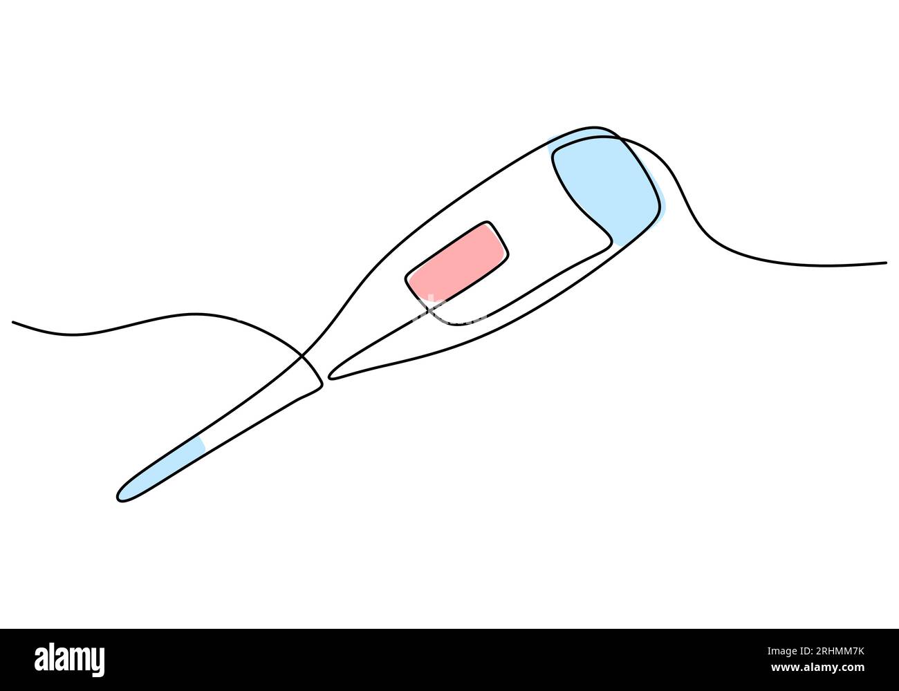 Thermometer Laboratory equipment and tools object, one line drawing