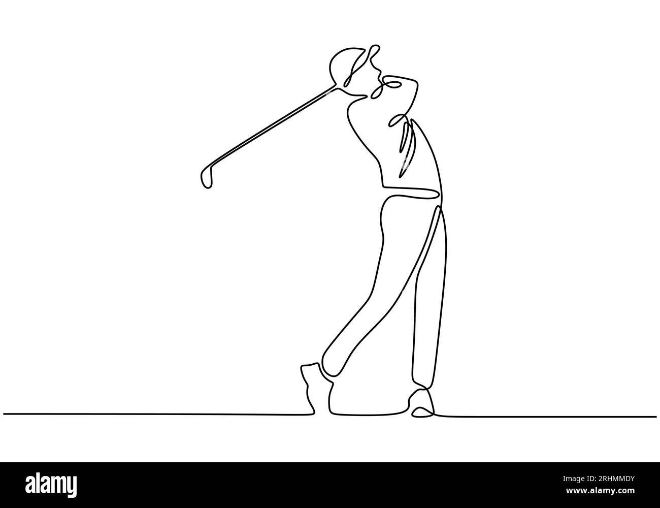 Golf player one line drawing. Continuous golfer illustration vector