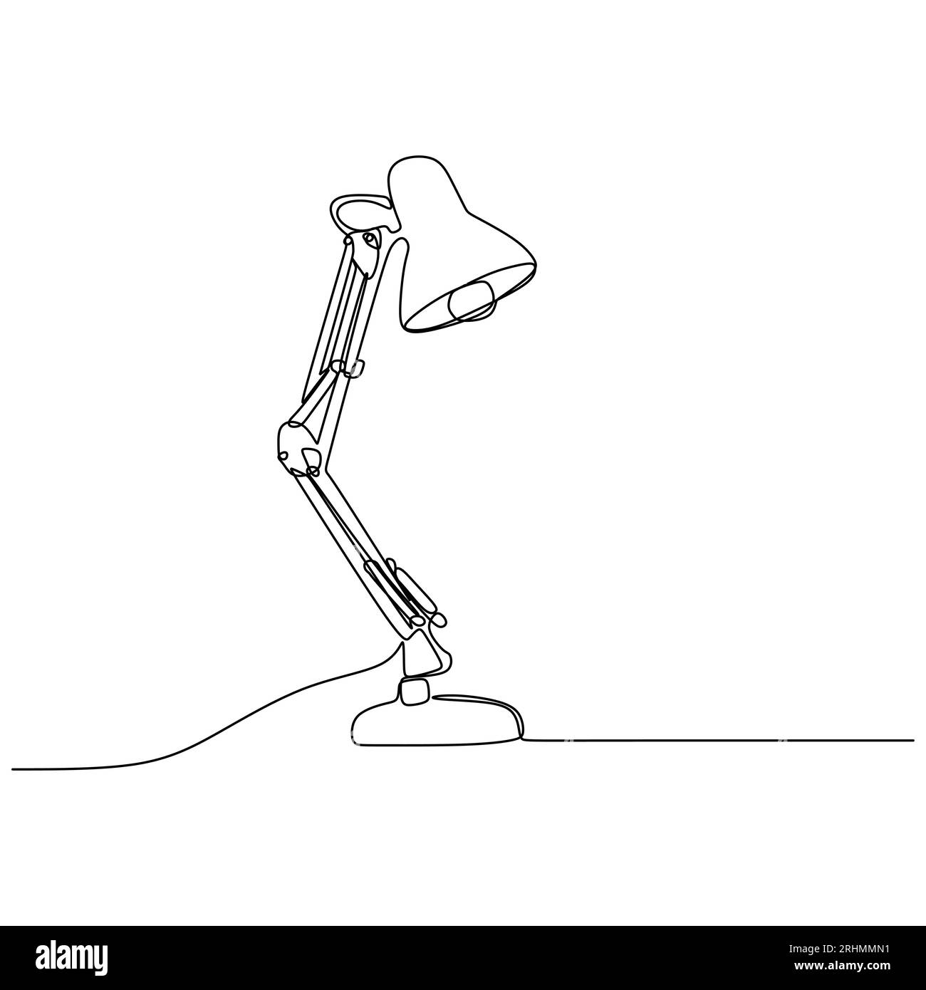 one line drawing continuous design of desk lamp isolated on white