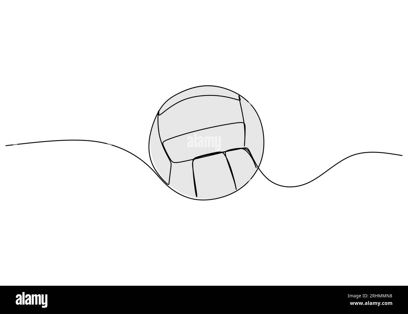 Volleyball One Line Drawing Continuous Hand Drawn Sport Theme Object Stock Vector