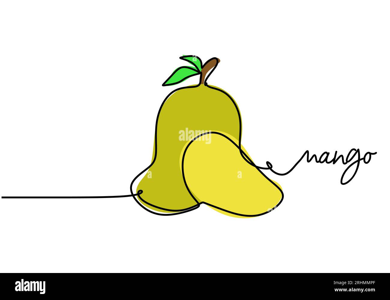 Mango continuous one line drawing, fruit vector illustration. Stock Vector