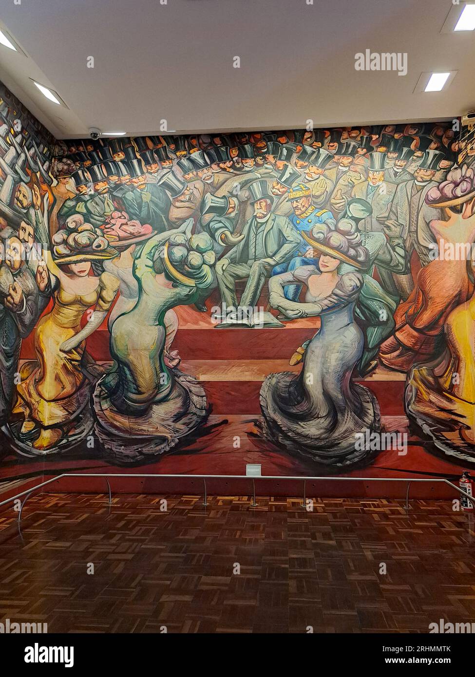 Mexico City, Mexico - August 9, 2023: Mural From Porfirismo to the Revolution by painter David Alfaro Siqueiros inside the National Museum of History Stock Photo