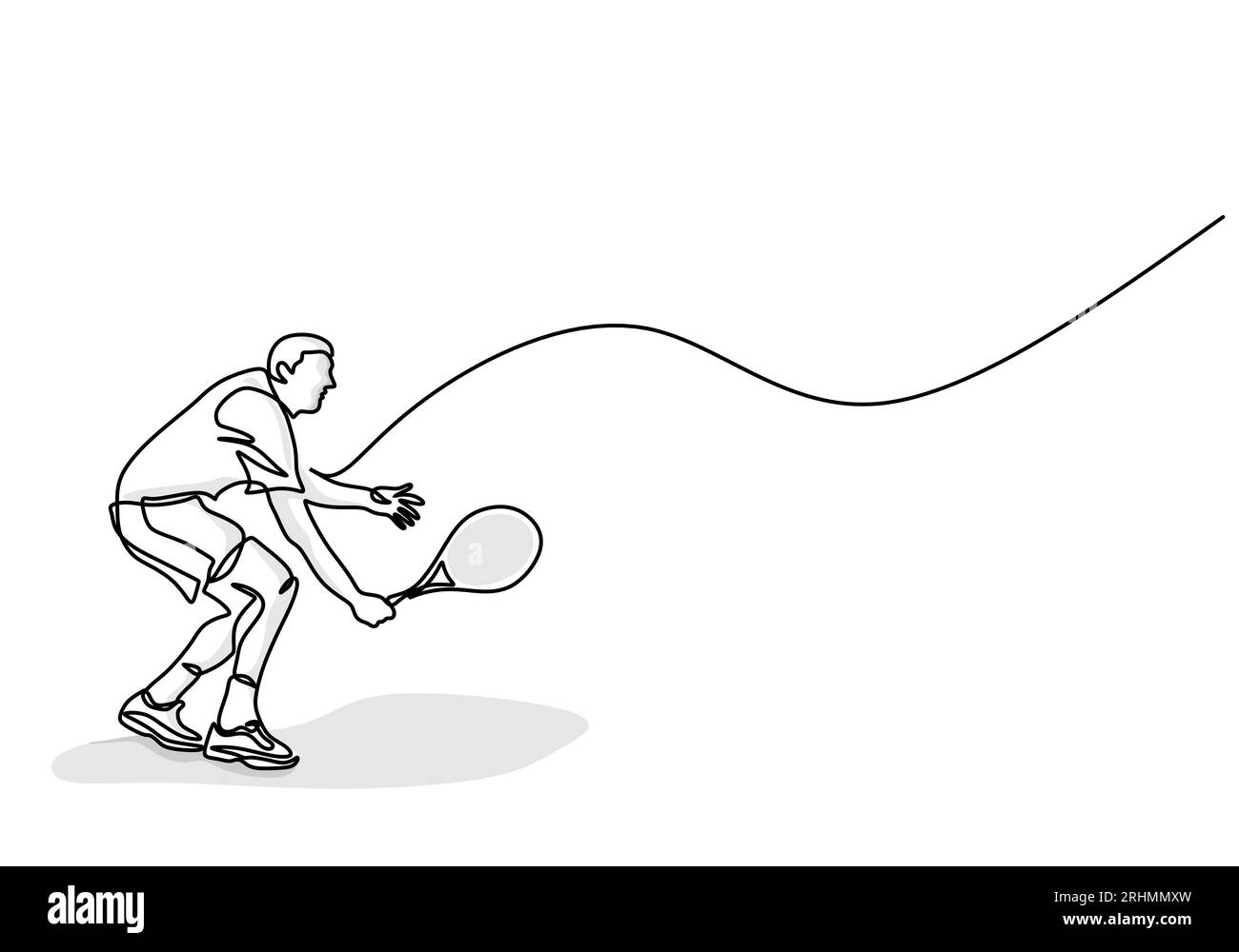 Tennis Player Minimalist Vector Illustration, Athlete Engaged in Tennis Game Stock Vector
