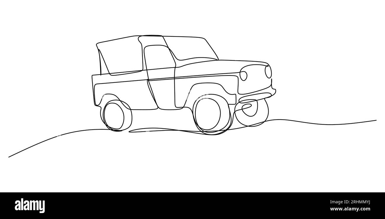 Continuous single one line of Offroad vehicle isolated on white