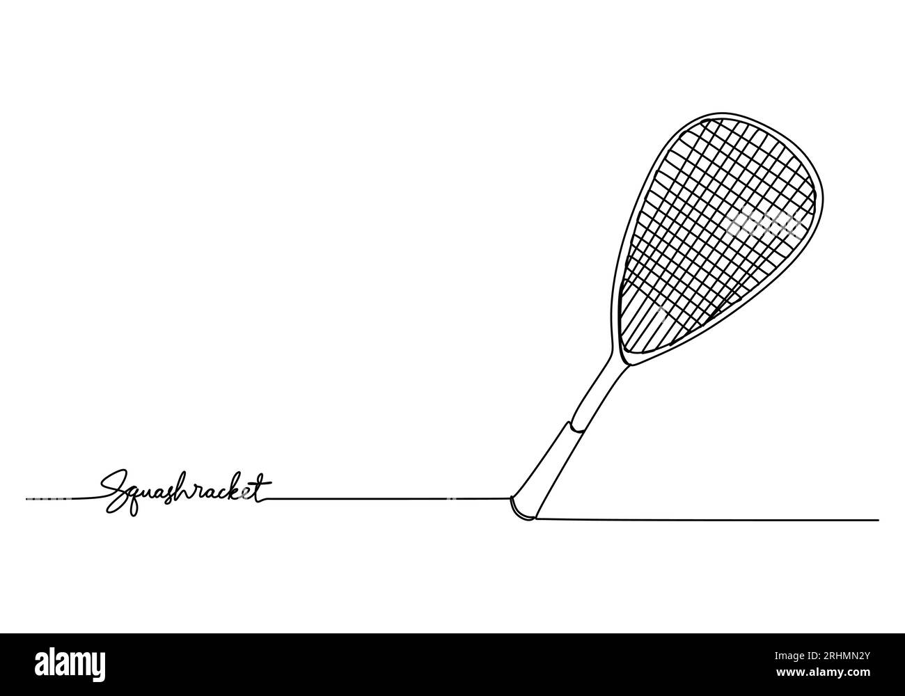 Squash Racket One Line Drawing Continuous Hand Drawn Sport Theme Stock