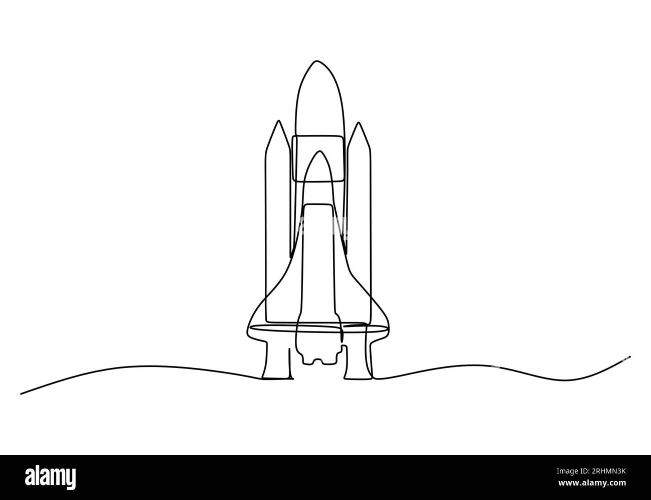 Rocket One Line Drawing Continuous Hand Drawn Sport Theme Object Stock Vector