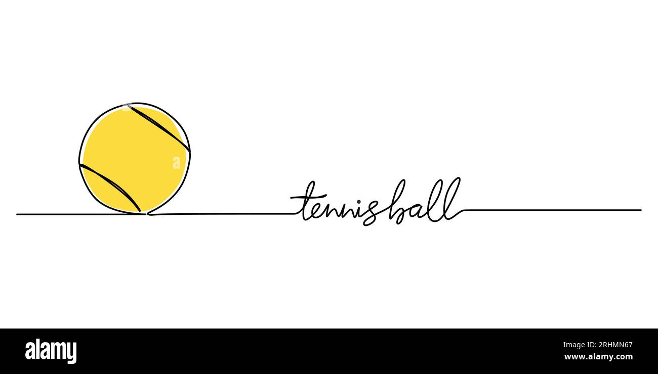 Continuous single one line of tennis ball isolated on white background ...
