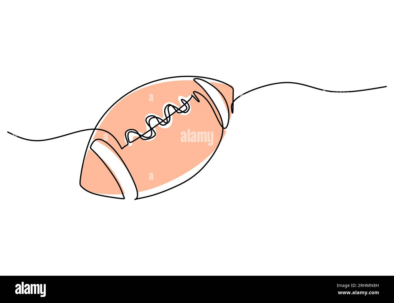 Rugby Ball One Line Drawing Continuous Hand Drawn Sport Theme Object