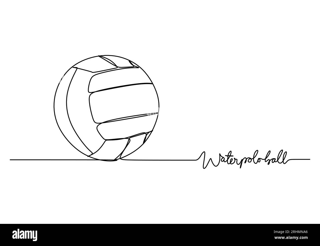 Water Polo Ball One Line Drawing Continuous Hand Drawn Sport Theme
